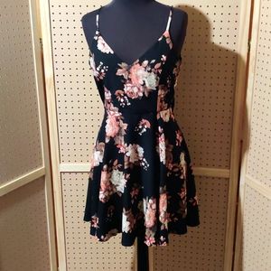 Black floral summer party dress